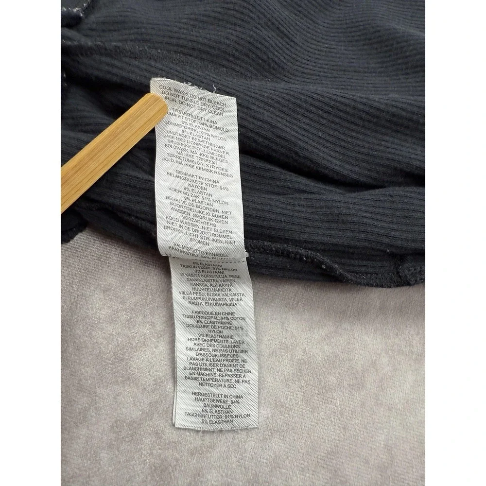 Gymshark Pants Mens Small Black Ribbed Joggers Stretch Knit Cuffed‎ Pockets Logo